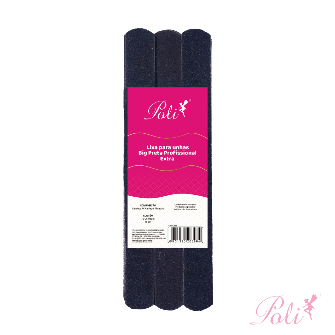 Lixa para Unha Big Preta 16cm 72 un Poli