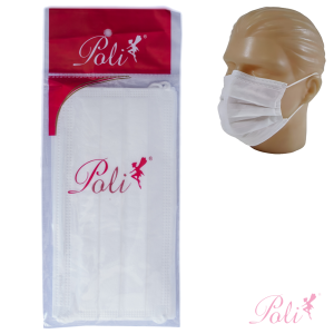 Máscara Branca Tripla TNT com Elástico 5 un Poli