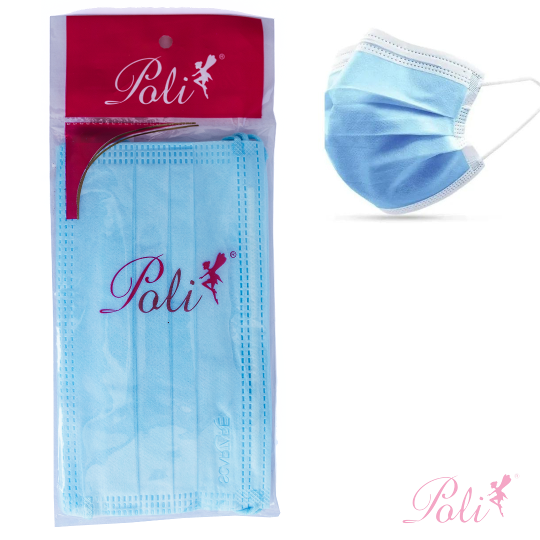 Máscara Tripla Azul TNT com Elástico 20 un Poli