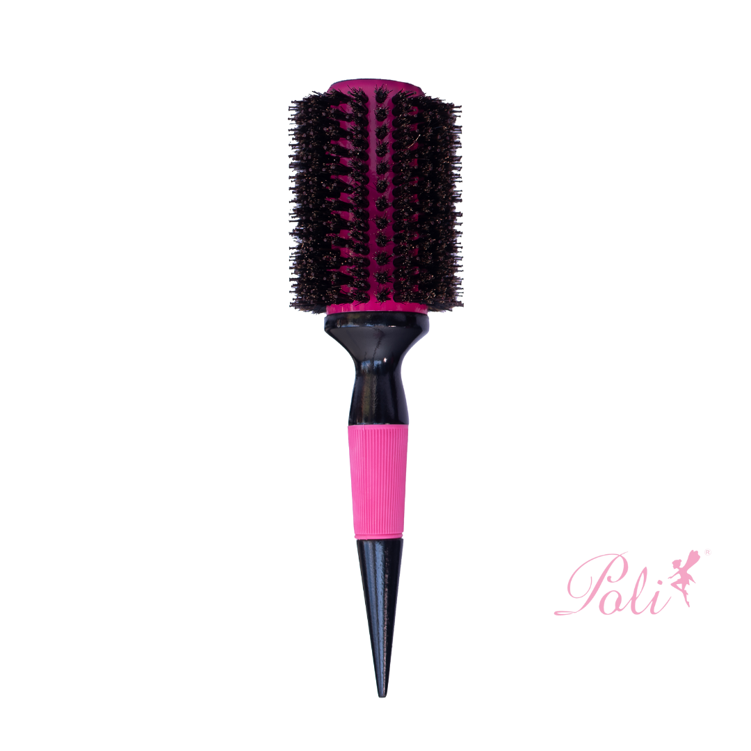 Escova Profissional Térmica Nylon e Javali 44mm Cabo Preto Rosa 1 un Poli