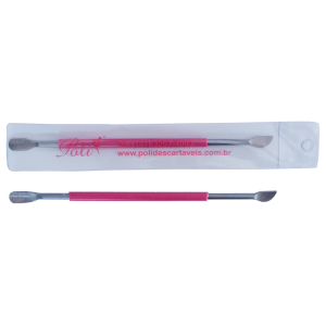 Espátula Dupla Cutícula Inox Silicone Rosa 106 1 un Poli