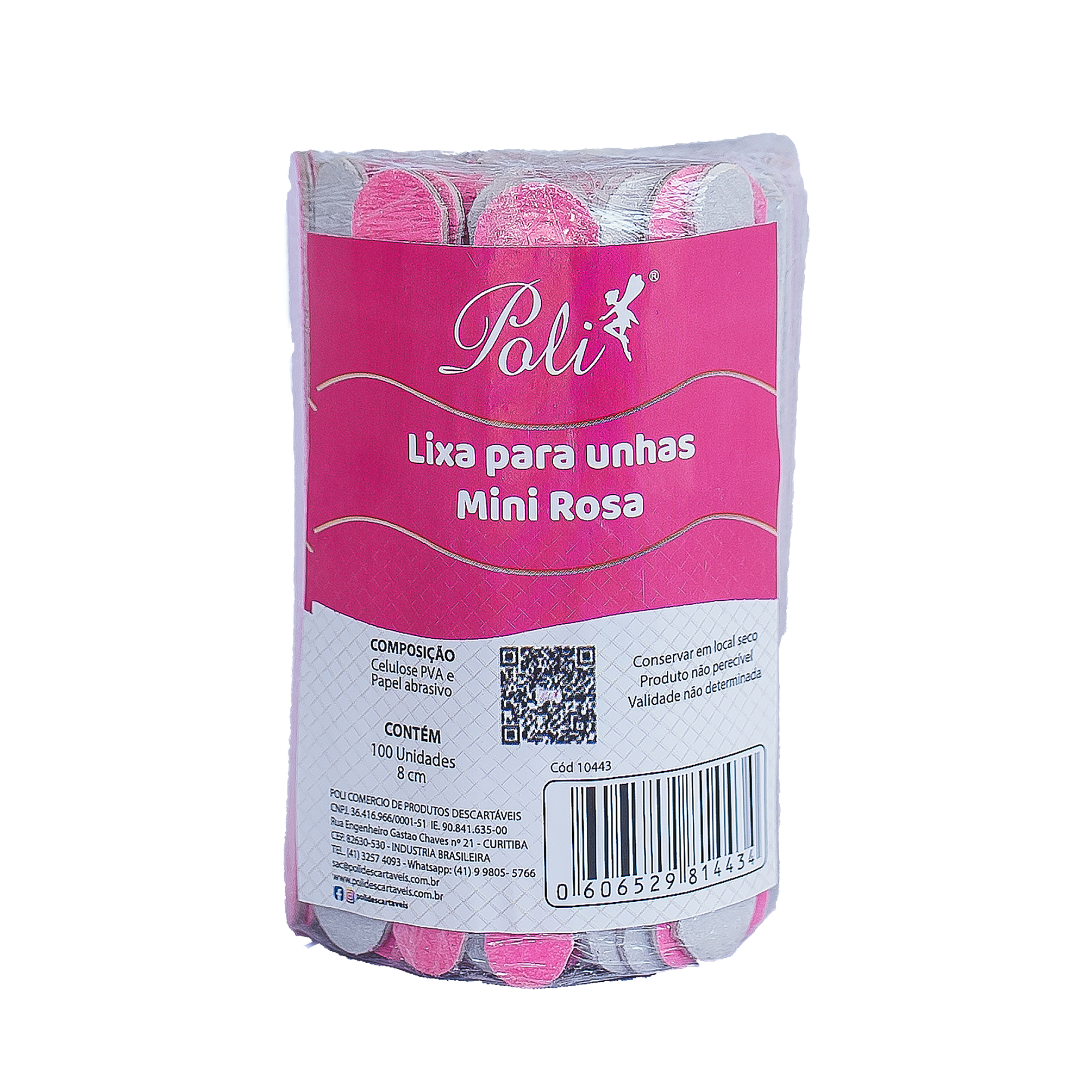 Lixa para Unha Mini Rosa 8cm 100 un