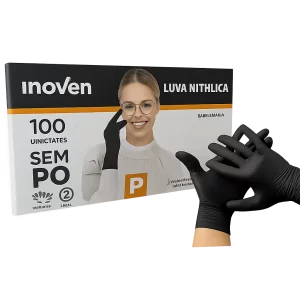 Luva Nitrílica Preta 100 un Inoven